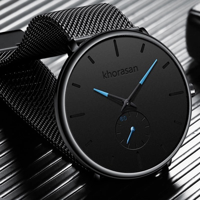 Ultra Thin Minimalist Quartz Stainless Stee Casual Leather Watch