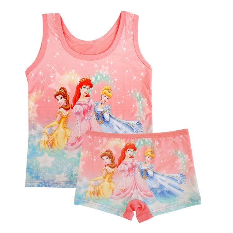 Summer Children's Vest Suit Cartoon Frozen Minnie Kids Short Sleeved