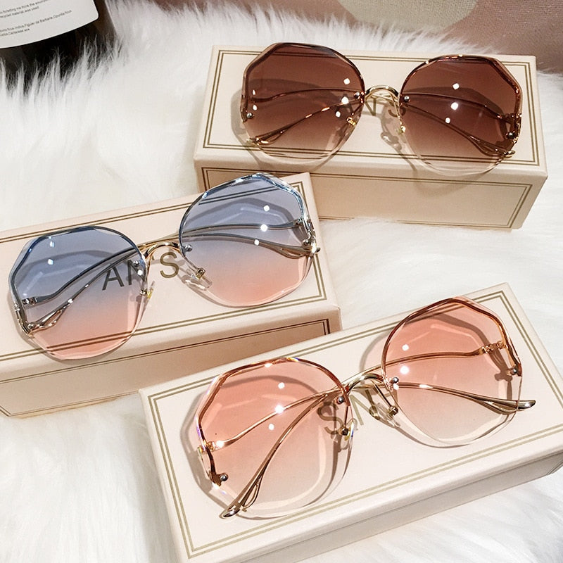 Irregular Round Gradient Fashion Sun Glasses