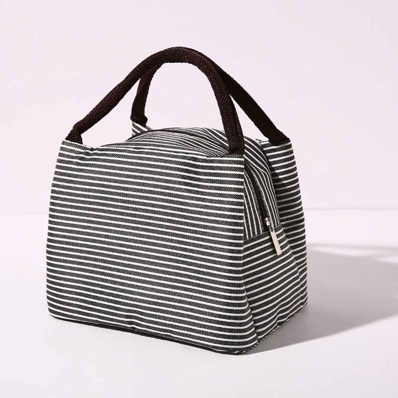Fresh Cooler Bag Thermal Waterproof Nylon Portable Zipper Closed Oxford Lunch Bags For Women Convenient Lunch Box Tote Food Bags