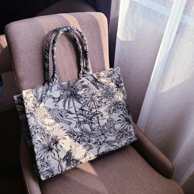 JIOMAY Luxury Designer Handbag Brand Top Handle Bags for Women Jacquard Embroidery Shopper Beach Bag Shoulder Tote Bag Wholesale
