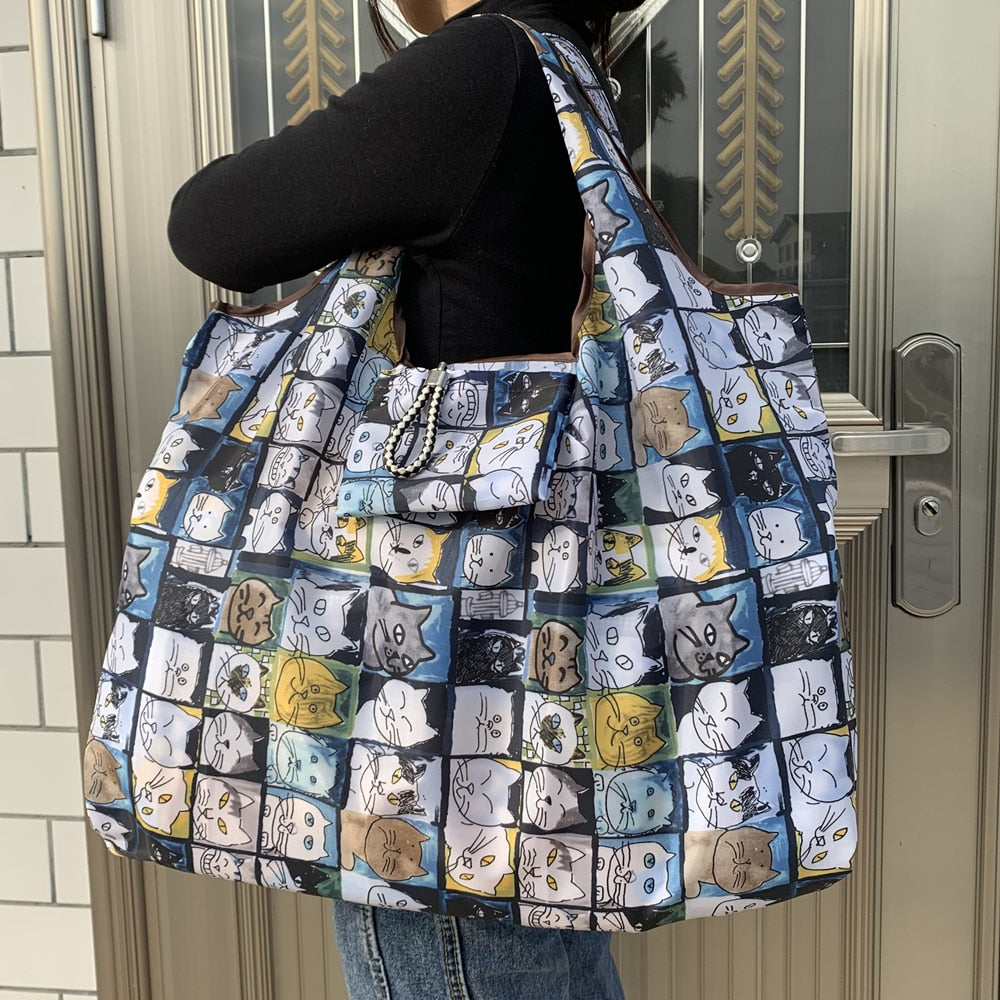 Big Size Thick Nylon Large Tote ECO Reusable Polyester Portable Foldable Bag