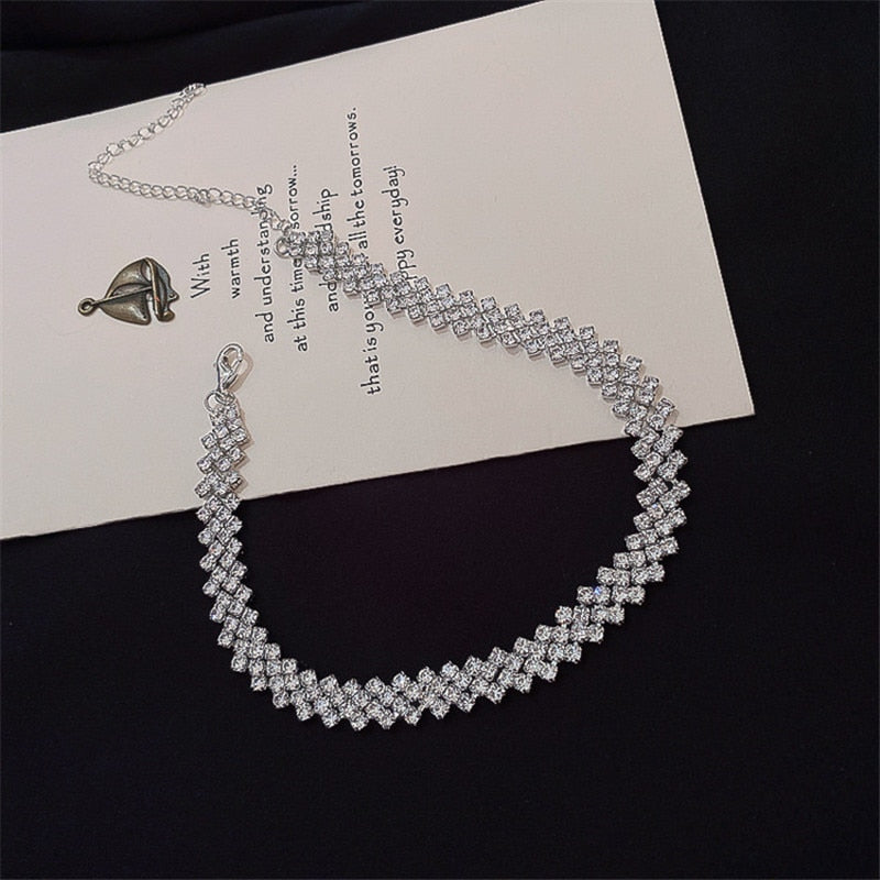 FYUAN Fashion Full Rhinestone Choker Necklace