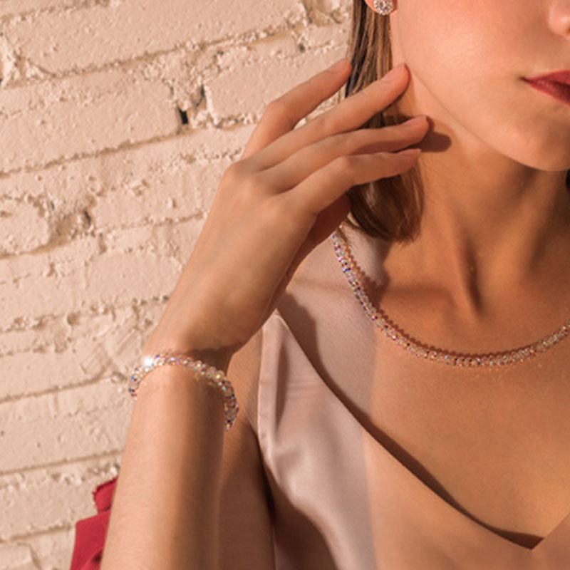 Fashion Shiny Stone Beads Elasticity Rope Strand Bracelet