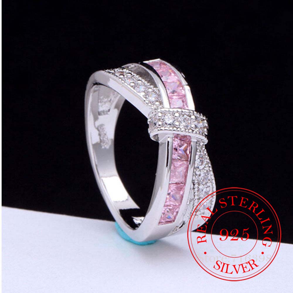 925 Sterling Silver Jewelry Vintage Purple Crystal Ring