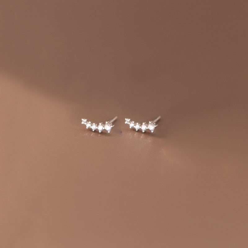 925 Sterling Silver Simple Pave Zircon Mini Small Stud Earrings