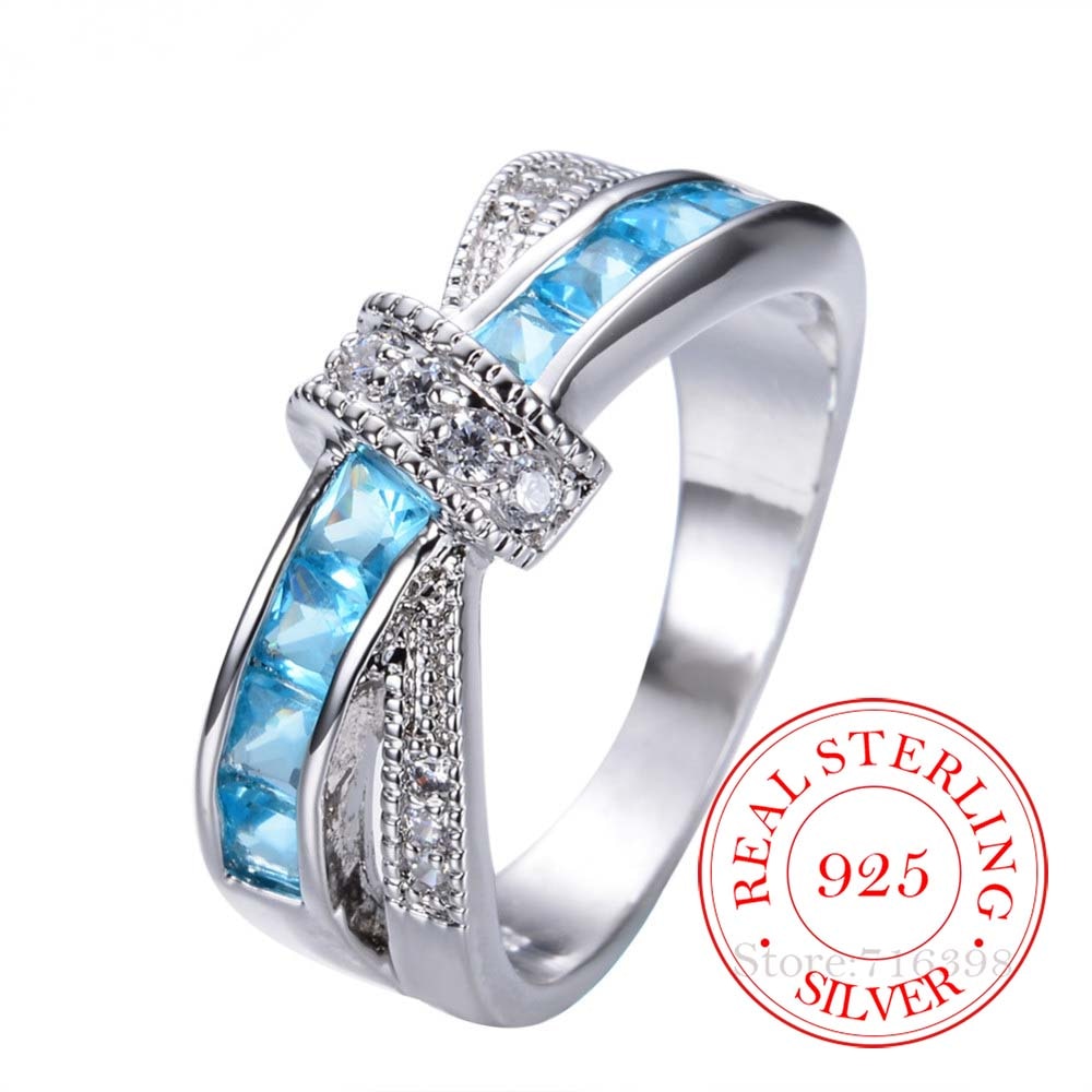 100% 925 Sterling Silver Jewelry Vintage Purple Crystal Couple's Wedding Silver Rings for Women Men Fashion Anel De Prata Bijoux