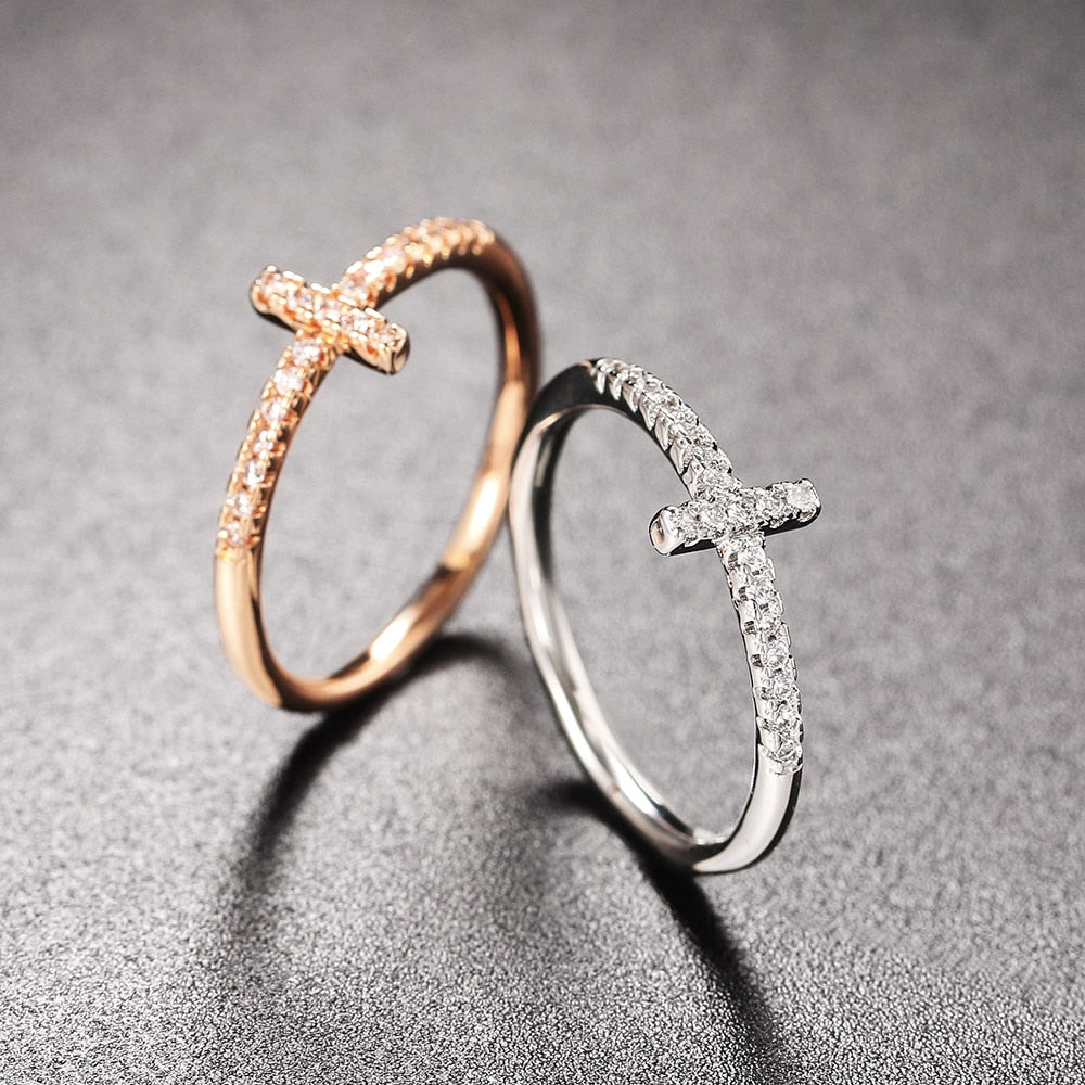 Micro-inlaid Zircon Dainty Ring