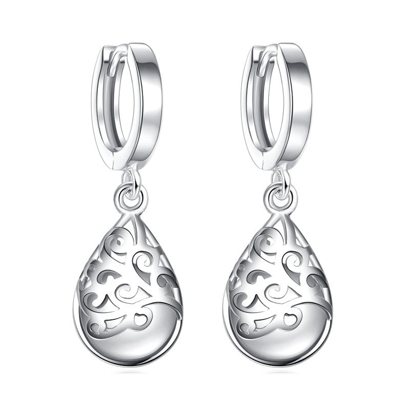 Trendy Opal Stone Flower Sterling Silver Earrings