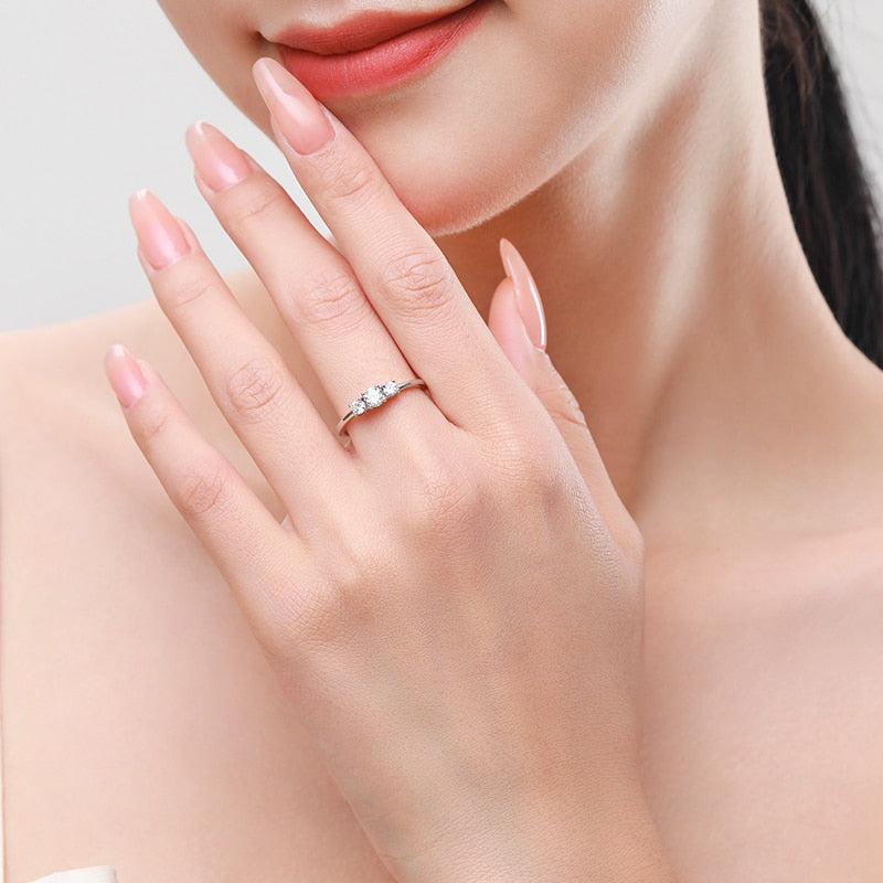 Ailmay Real 925 Sterling Silver Sparkling AAAAA Zircon Stackable Ring