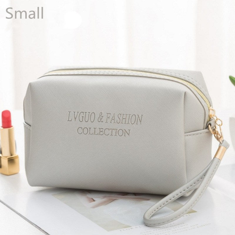 PURDORED 1 Pc Large Cosmetic Bag PU Leather Waterproof