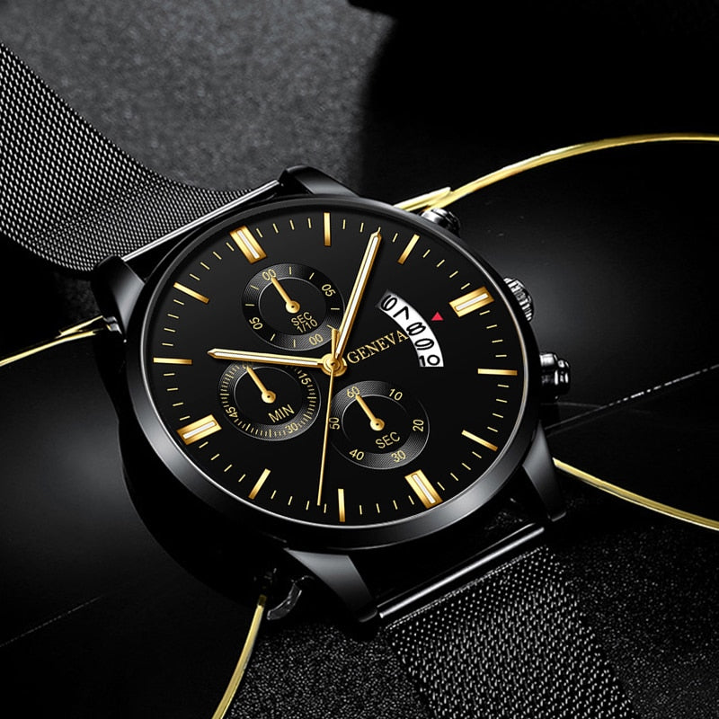 Men's Stainless Steel Mesh Belt Analog Quartz Watch