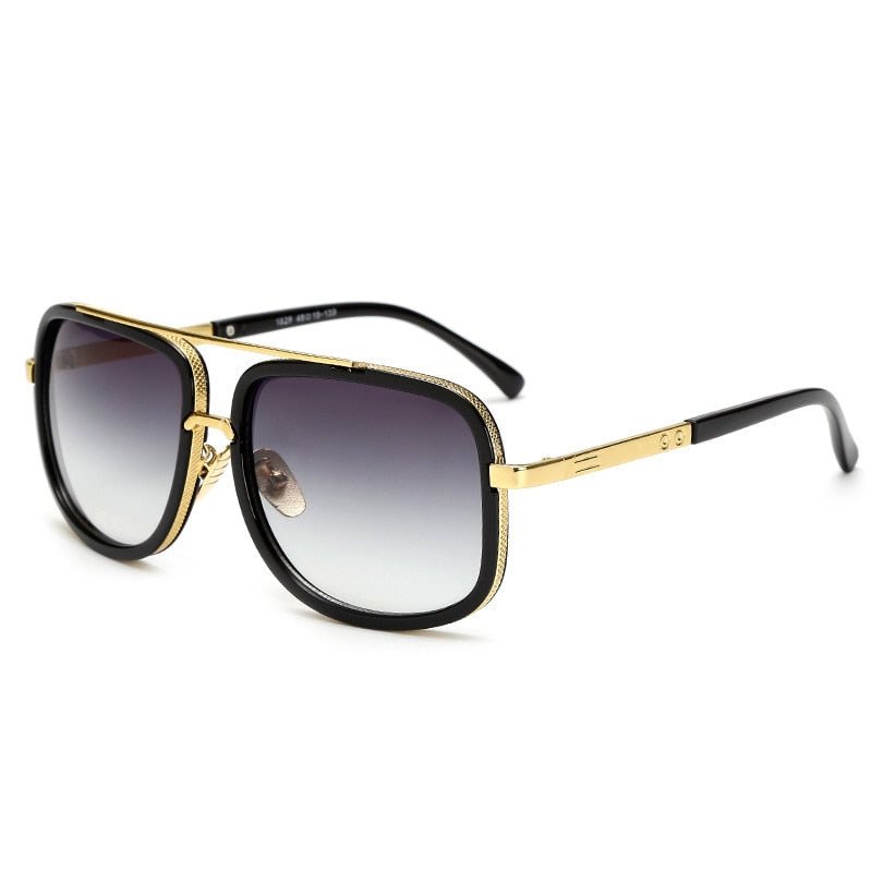 Big Frame Square Metal Sun Glasses