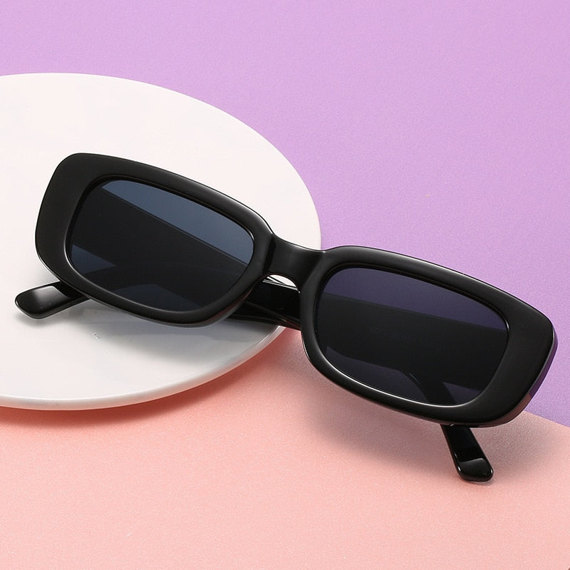 Vintage Black Square luxury Brand Small Rectangle Sun Glasses