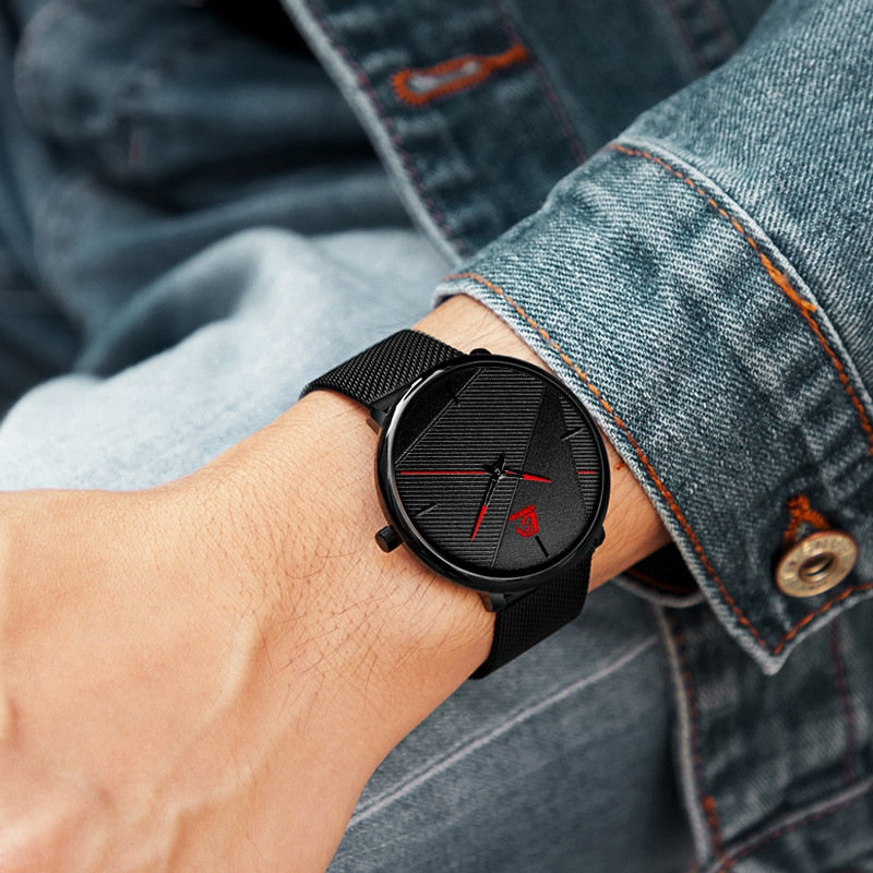 Minimalist Fashion Ultra-thin Watch Simple Men Business Quartz Wristwatch - Jeglowstore