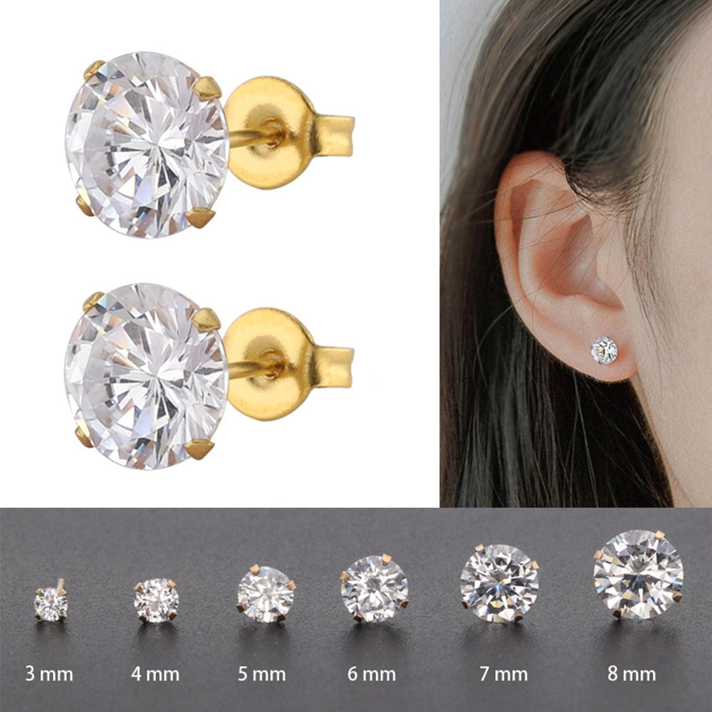 1 Pair Medical Stainless steel Ear Studs Earrings For Women 4 Prong Tragus Cartilage Piercing Jewelry