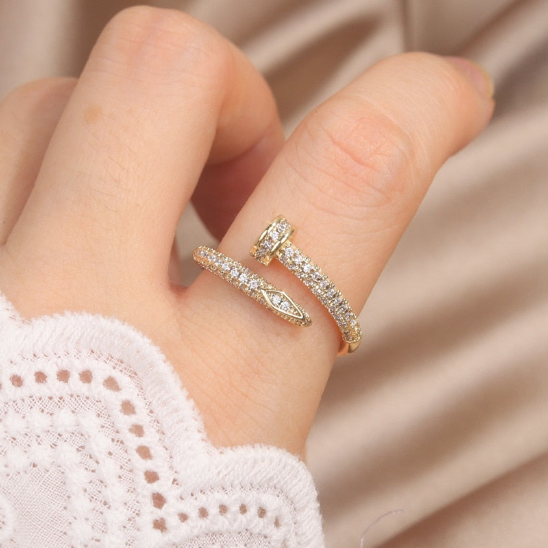 Real Gold Plating AAA Zircon Geometric Ring