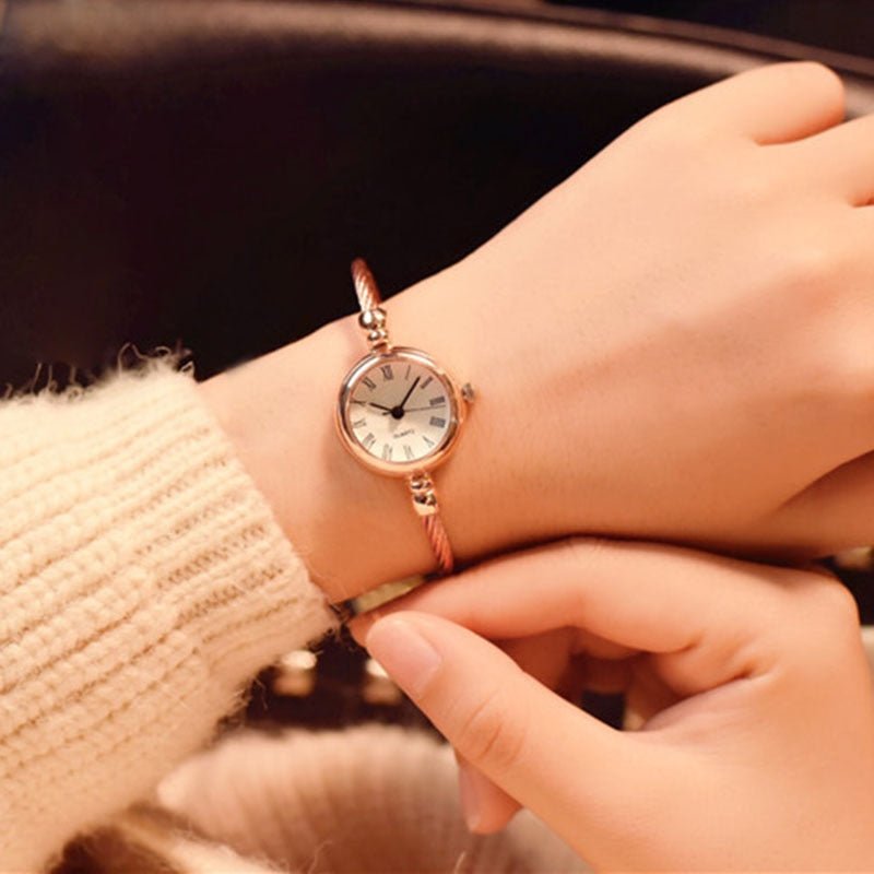 Small Gold Bangle Bracelet Stainless Steel Luxury Watch