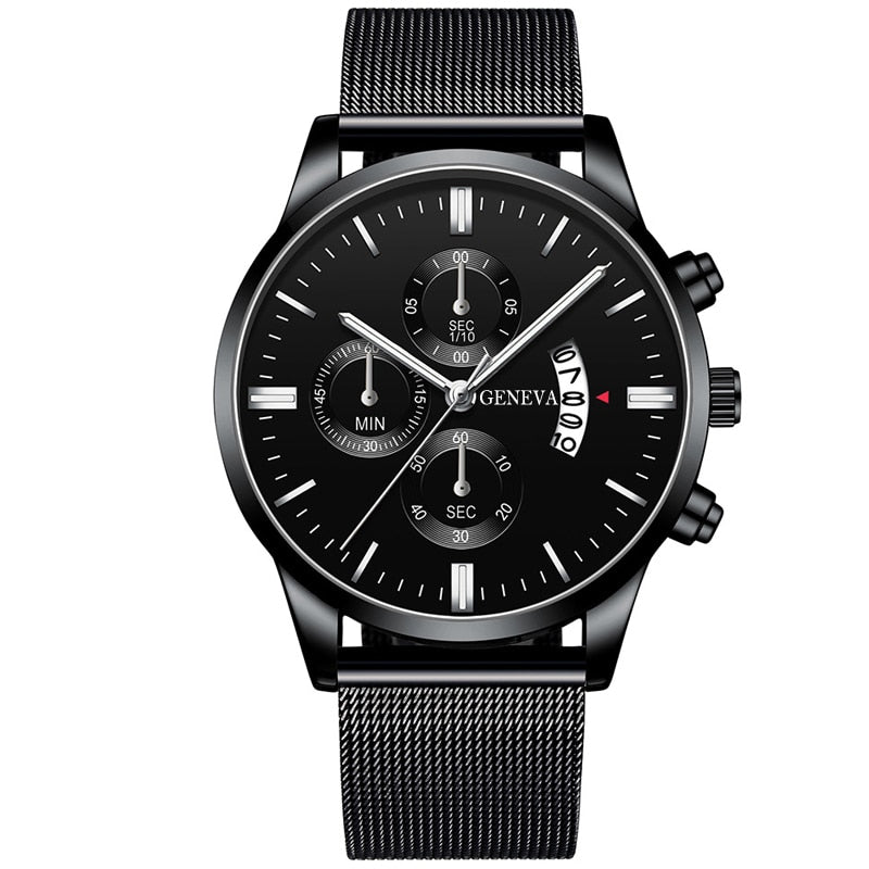 Men's Stainless Steel Mesh Belt Analog Quartz Watch