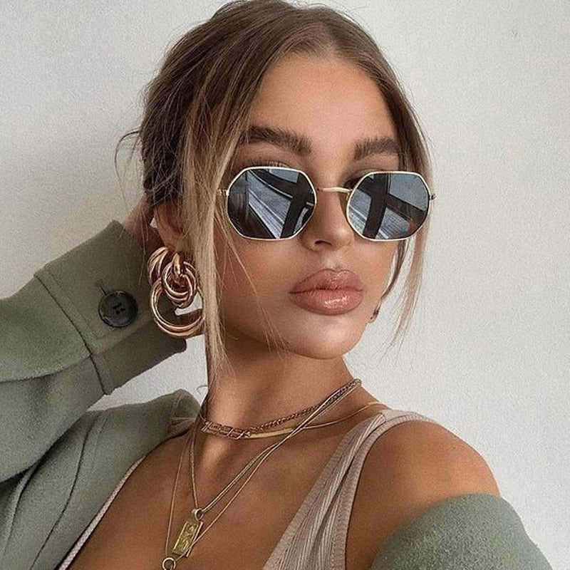 Fashion Small Metal Frame Square Sunglasses