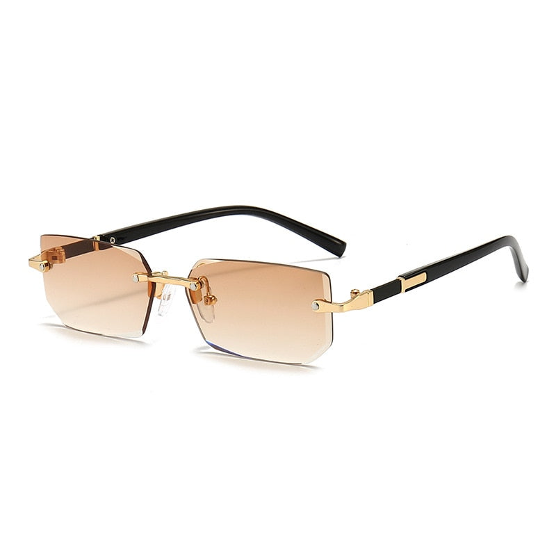 Rimless Rectangle Square Sun Glasses