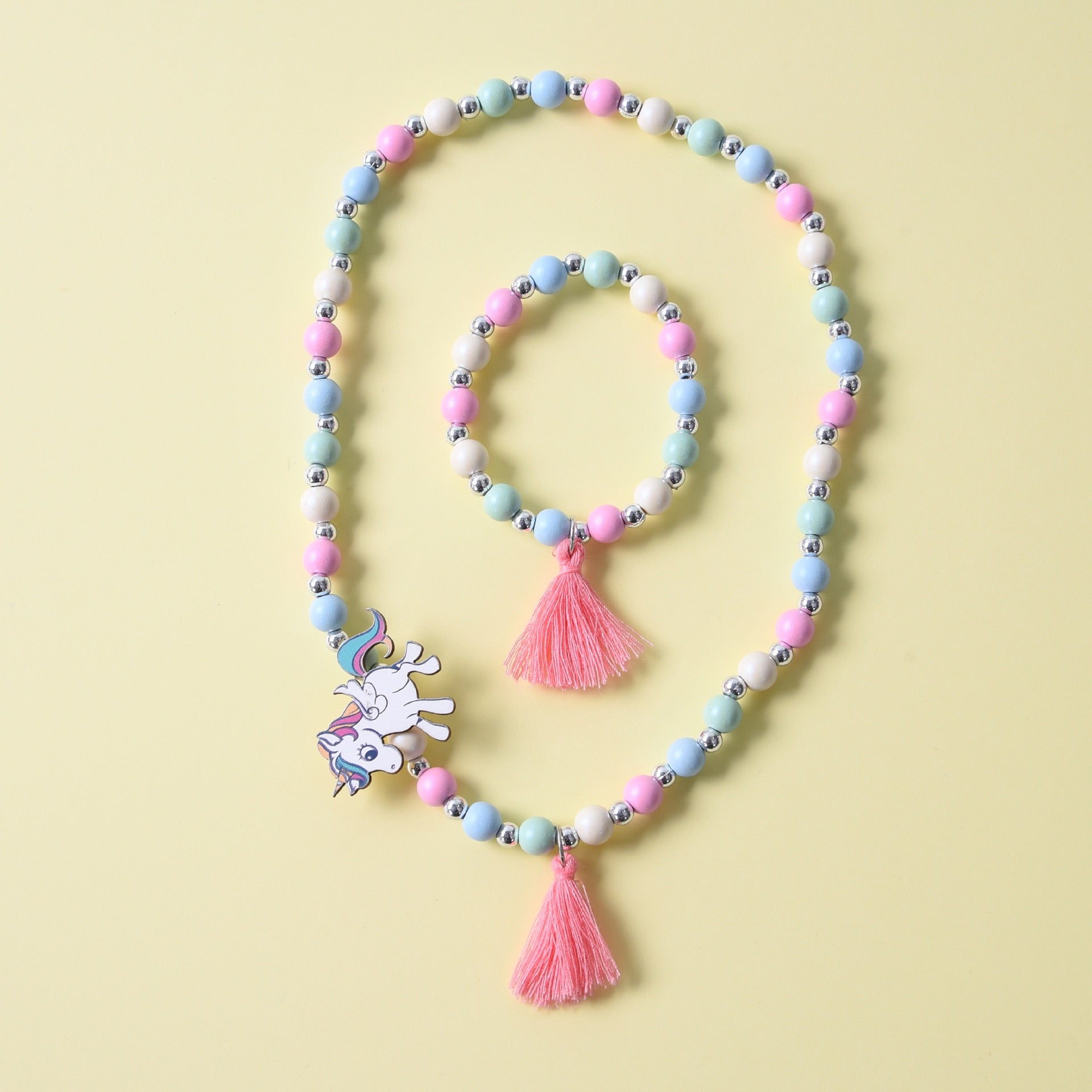 2pcs/Set Fashion Natural Wood Beads Necklace Bracelet