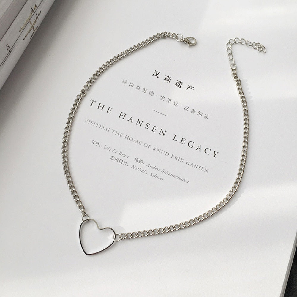 Hollow Korean Sweet Love Heart Choker Necklace