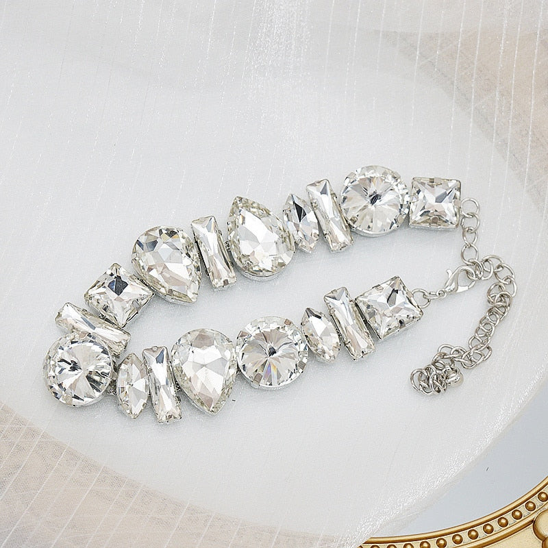 FYUAN Geometric Crystal Choker Necklace