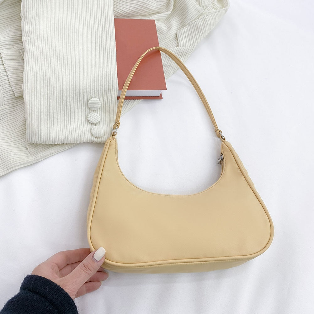 Women's Bag PU Leather 2021 New Solid Color Armpit Underarm Shoulder Bags for Women Casual Ladies Chain Shopper Handbags Purse