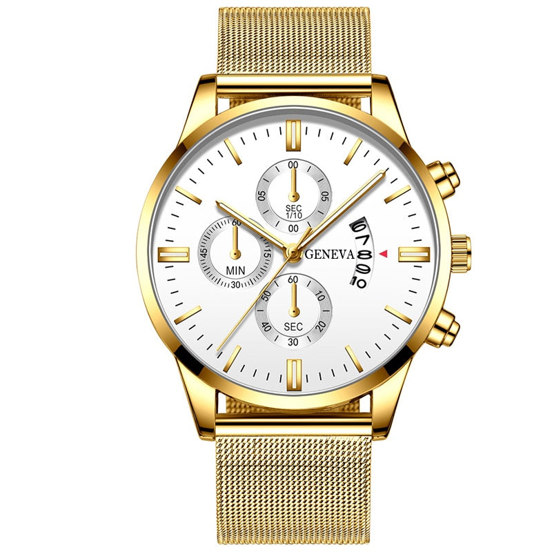 Men's Stainless Steel Mesh Belt Analog Quartz Watch