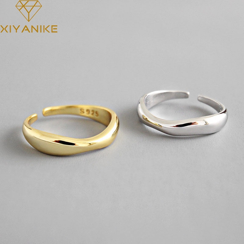 XIYANIKE Silver Color Irregular Wave Rings