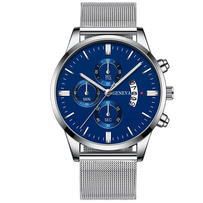 Men's Stainless Steel Mesh Belt Analog Quartz Watch