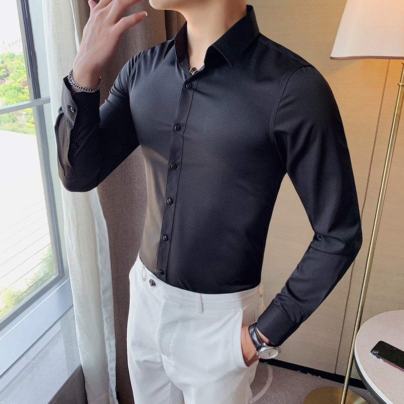 British Style Long Sleeve Formal Wear Shirt Men