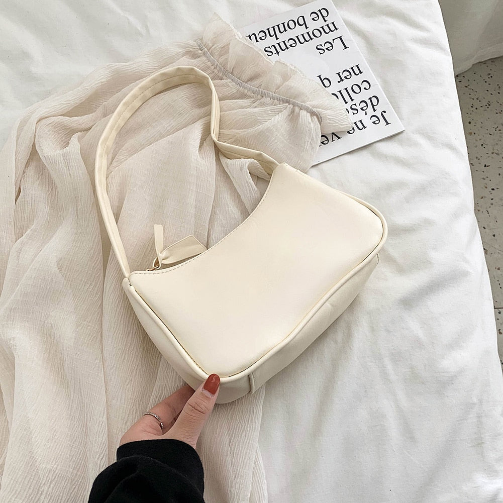 PU Leather Solid Color Chain Shopper Shoulder Bags