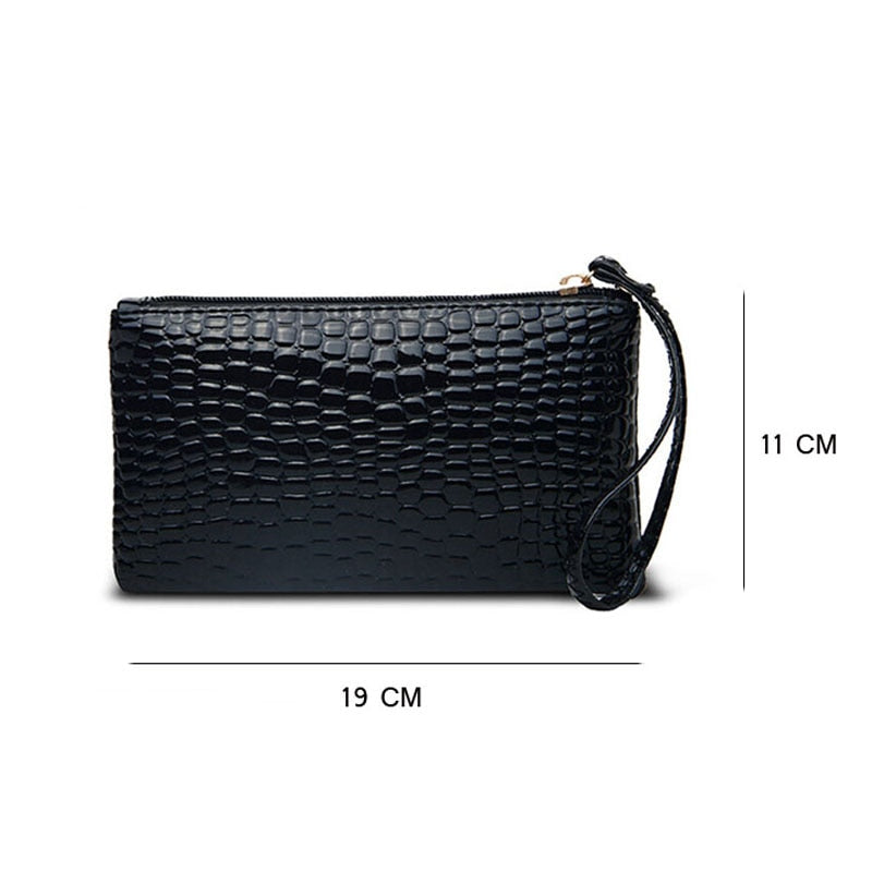 1PC Women PU Clutch Long Casual Wallet Litchi Grain Coin Purse Female Bag Wrist Bags Zipper Phone Pocket Credit Card Holder