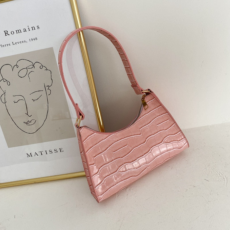 Retro Casual Leather Solid Color Chain Shopping Bag