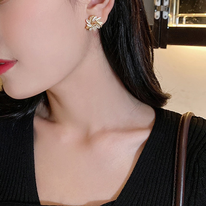 Exquisite Flower Zircon Stud Earrings For Women