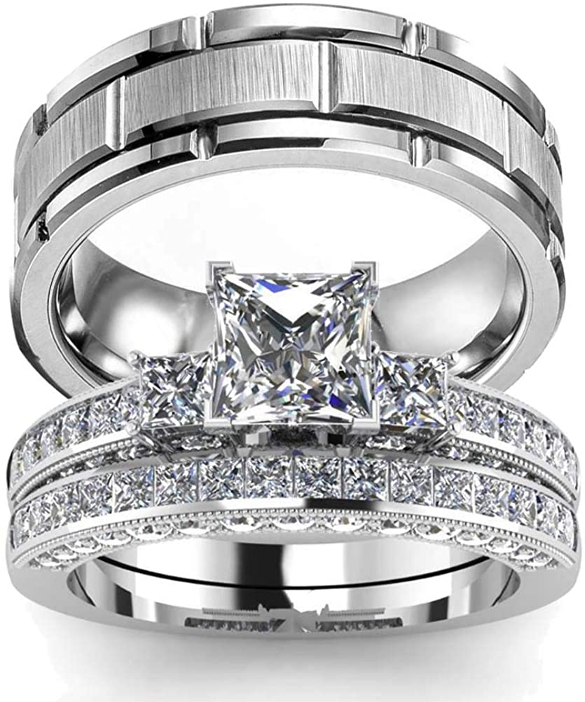 Exquisite Rhinestones Zirconia Rings Set