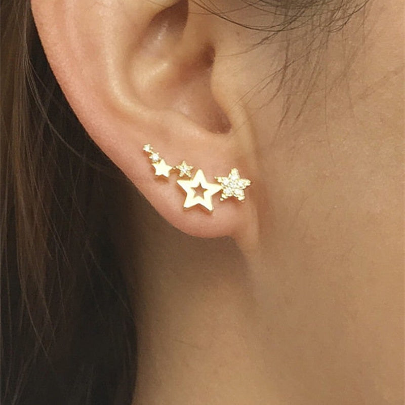 Huitan Shiny White Zircon Exquisite Versatile Earring