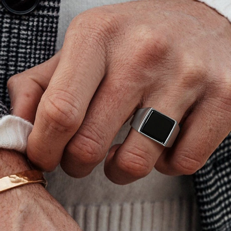 Square Signet Stainless Steel Ring