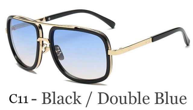 Big Frame Square Metal Sun Glasses