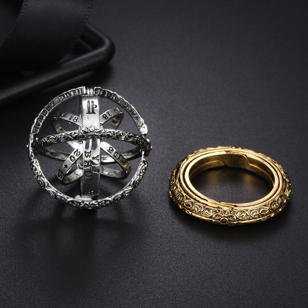 Gold Astronomical Creative Complex Rotating Cosmic letter Finger ring