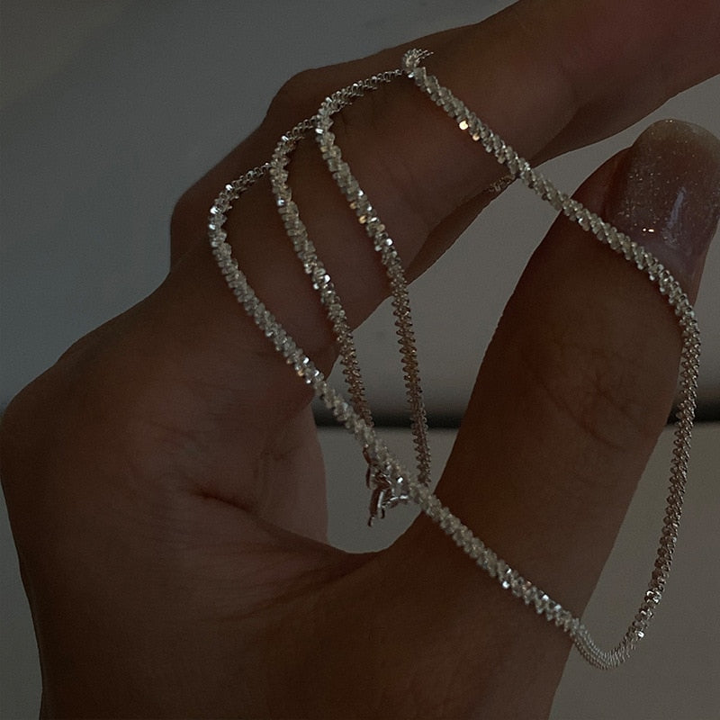 Silver Colour Sparkling Clavicle Chain Choker