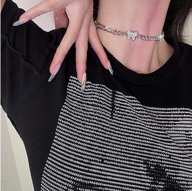 New Shiny Butterfly Double Layer Clavicle Chain Necklace