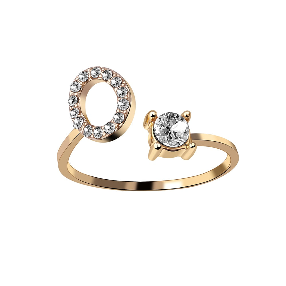 Fashion 26 Initial Letter Silver Color Ring