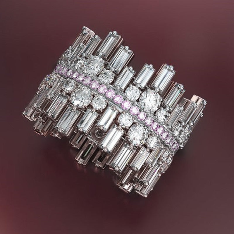 Huitan Gorgeous Silver Color Cubic Zirconia Ring