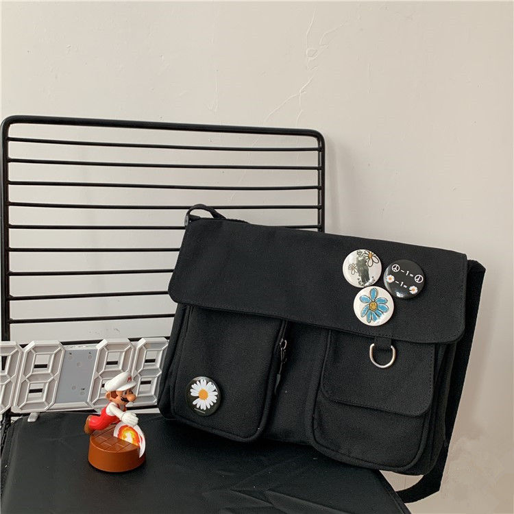 Solid Color Canvas Diagonal Cross Bag
