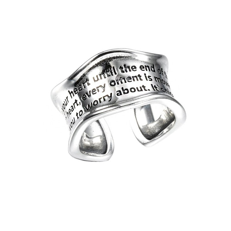 XIYANIKE Silver Color Wavy Pattern Letters Simple Open Ring