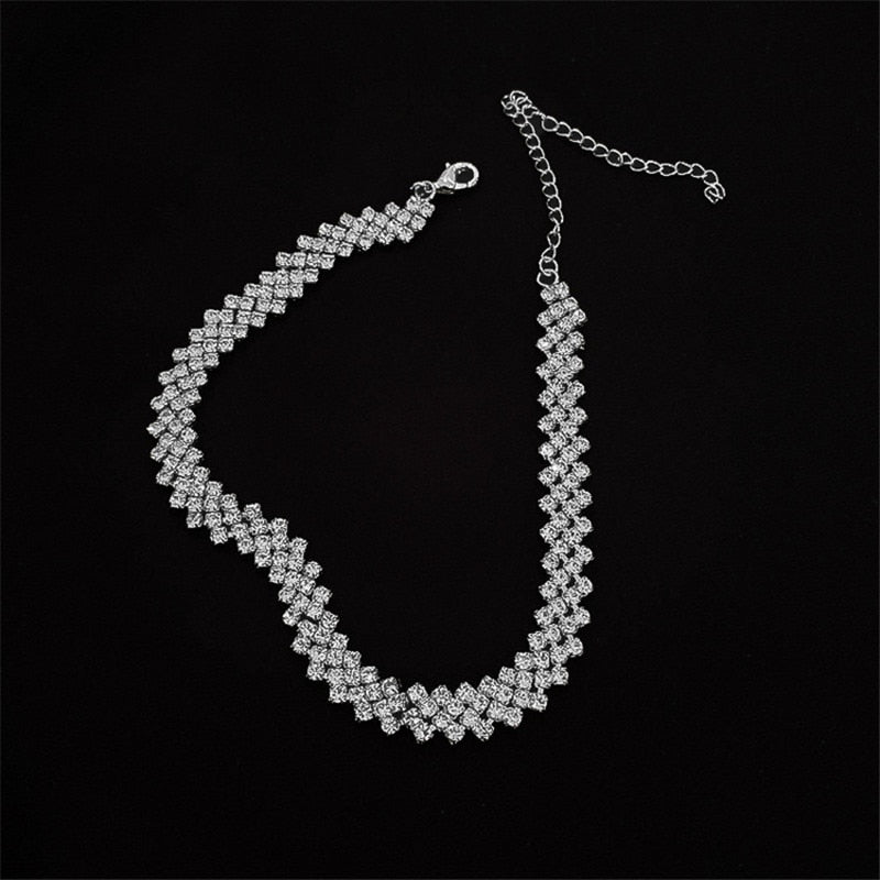 FYUAN Fashion Full Rhinestone Choker Necklace