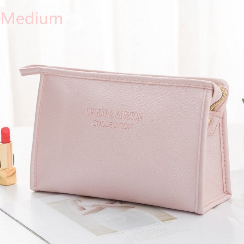 PURDORED 1 Pc Large Cosmetic Bag PU Leather Waterproof